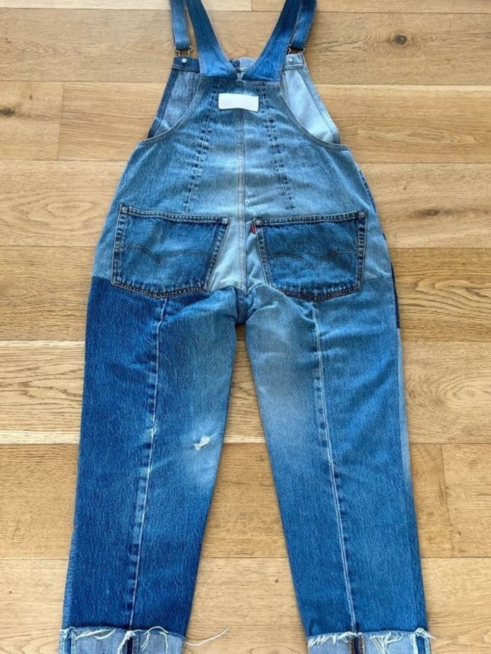 Re/done x Levi's Blue Denim Patchwork Seamed Overalls Women's Size Medium